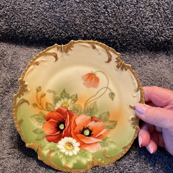 Vintage Bavaria Royal Munich Hand Painted Daisies & Poppies Signed Feuillet - Picture 12 of 15